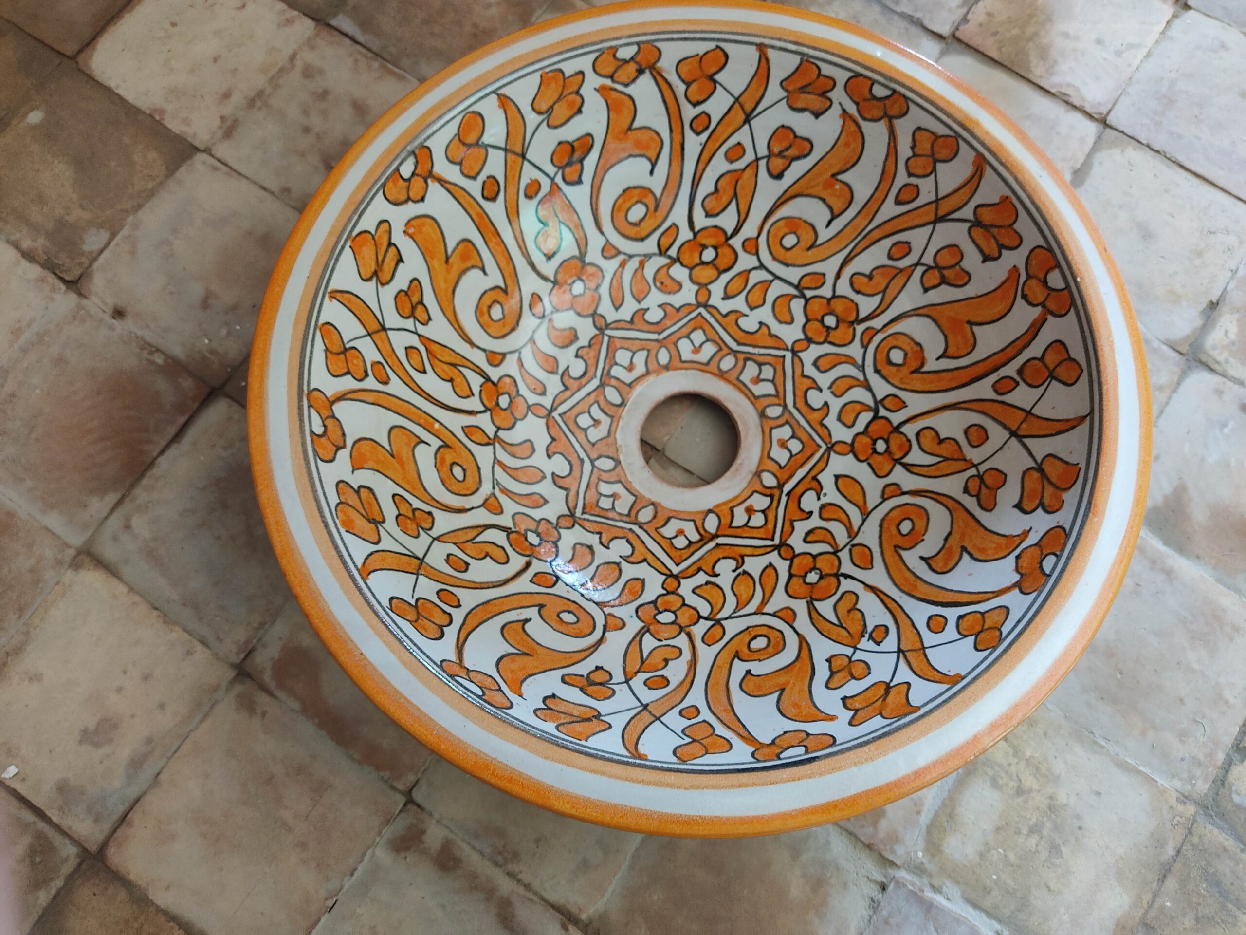 Handcrafted Moroccan Ceramic Sink – Authentic Artisan Design - Image 2