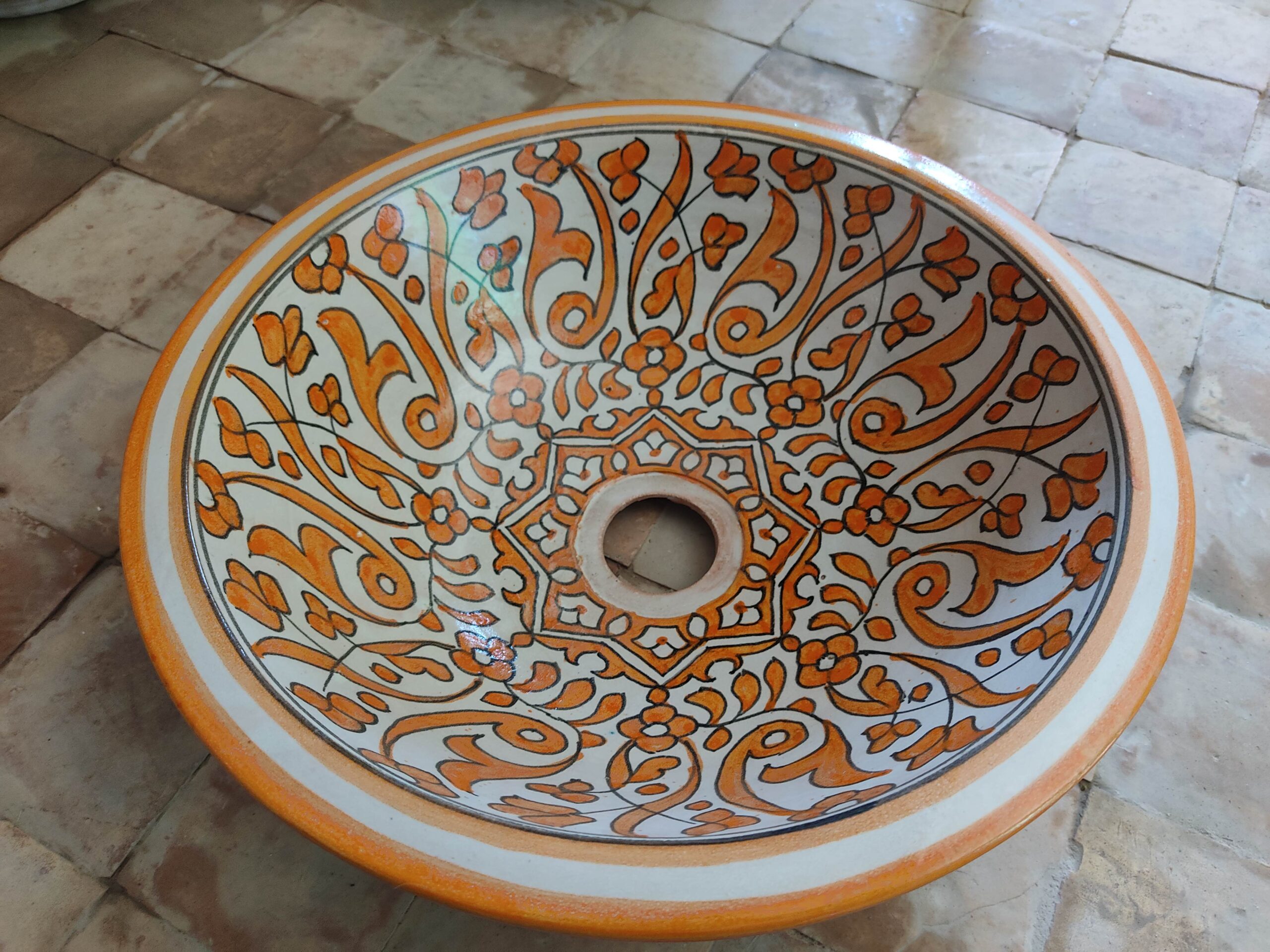 Handcrafted Moroccan Ceramic Sink – Authentic Artisan Design - Image 3