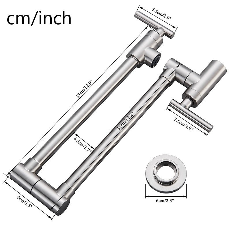 Pot Filler Chrome Faucet , Wall Mount Brass Kitchen Folding Tap , Black Tap - Image 4