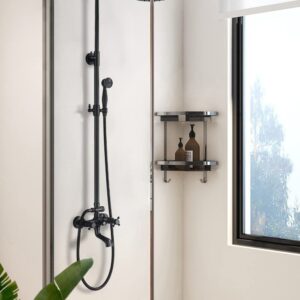 Black Shower Tap System , Antique Style Brass Shower Faucet Set