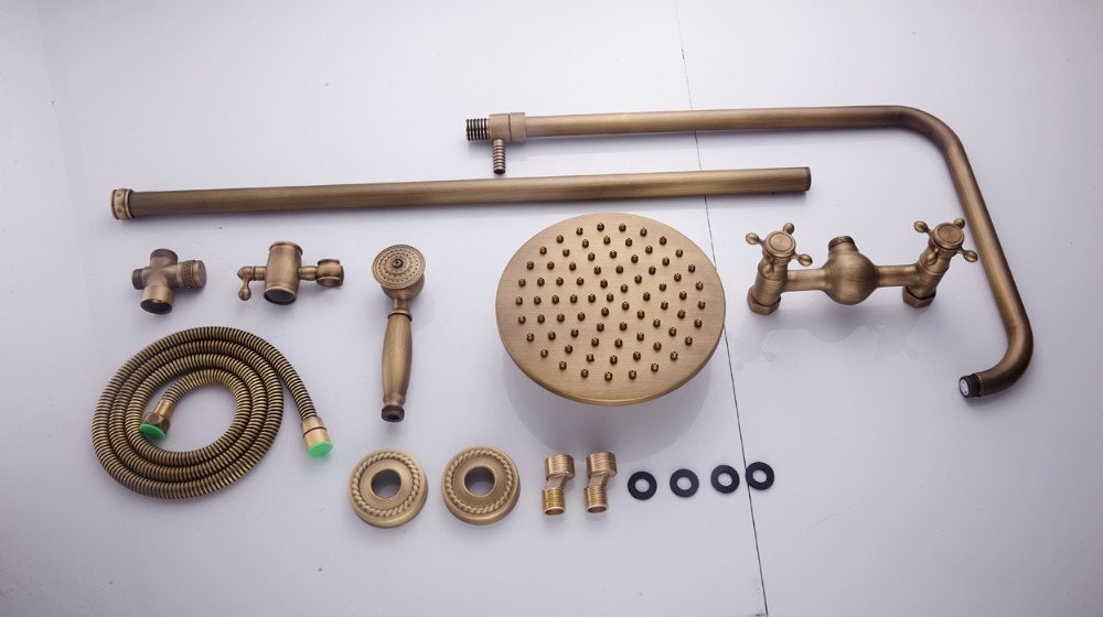 European Style Bathroom Shower System Antique Style Copper Shower Faucet Set Shower Tub Shower Faucet Outdoor İndoor Shower Faucet System - Image 6