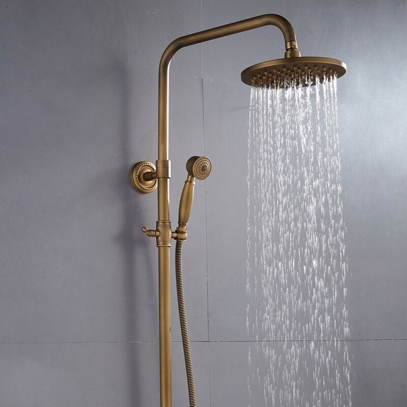 Shower Faucets Antique Color Bathroom Faucet Brass Bath Rainfall With Spray Shower Head Europe Faucet Bath Shower - Image 2
