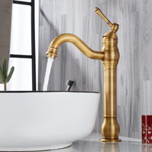 Bathroom Basin Sink Faucet Antique Solid Brass Faucets Single Handle Cold and Hot Water Mixer Taps Bathroom Accessories ,Black Chrome Nickel