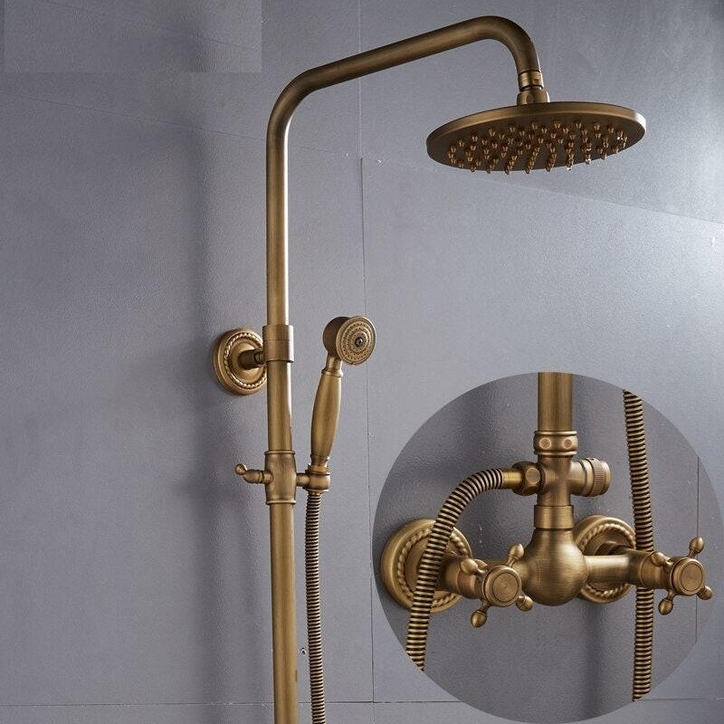 European Style Bathroom Shower System Antique Style Copper Shower Faucet Set Shower Tub Shower Faucet Outdoor İndoor Shower Faucet System