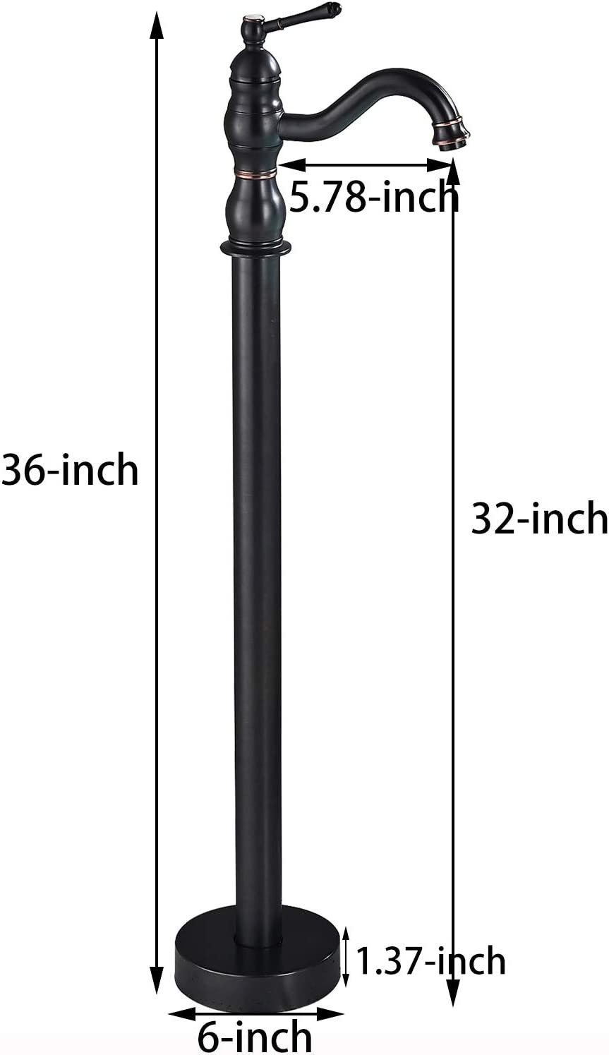 Floor Mounted Bathroom Tub Filler Faucet Free Standing Single Handle Bathtub Mixer Tap Oil Rubbed Faucet - Image 4
