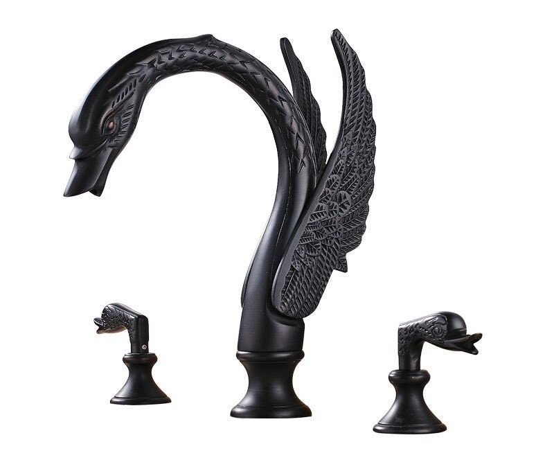 Gold Swan Brass Faucet , Bathroom Basin Tap , Bathroom Sink Faucet , Dual Handles Bird Faucet - Image 8