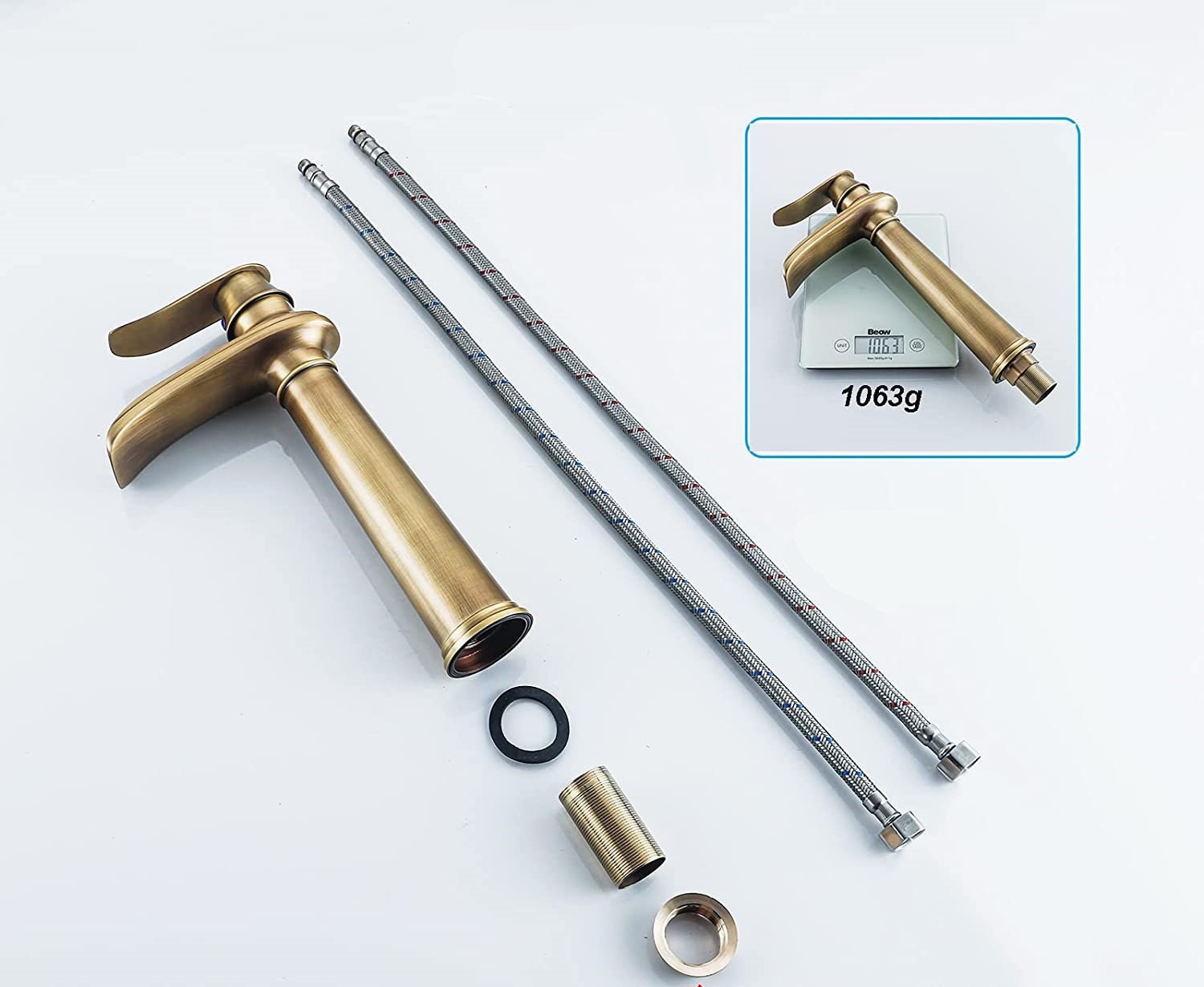 Bathroom Antique Faucet High Waterfall Wash Basin Mixer Tap Basin Fittings Brass Bathroom Tap Single Lever Mixer Tap for Bathroom - Image 5