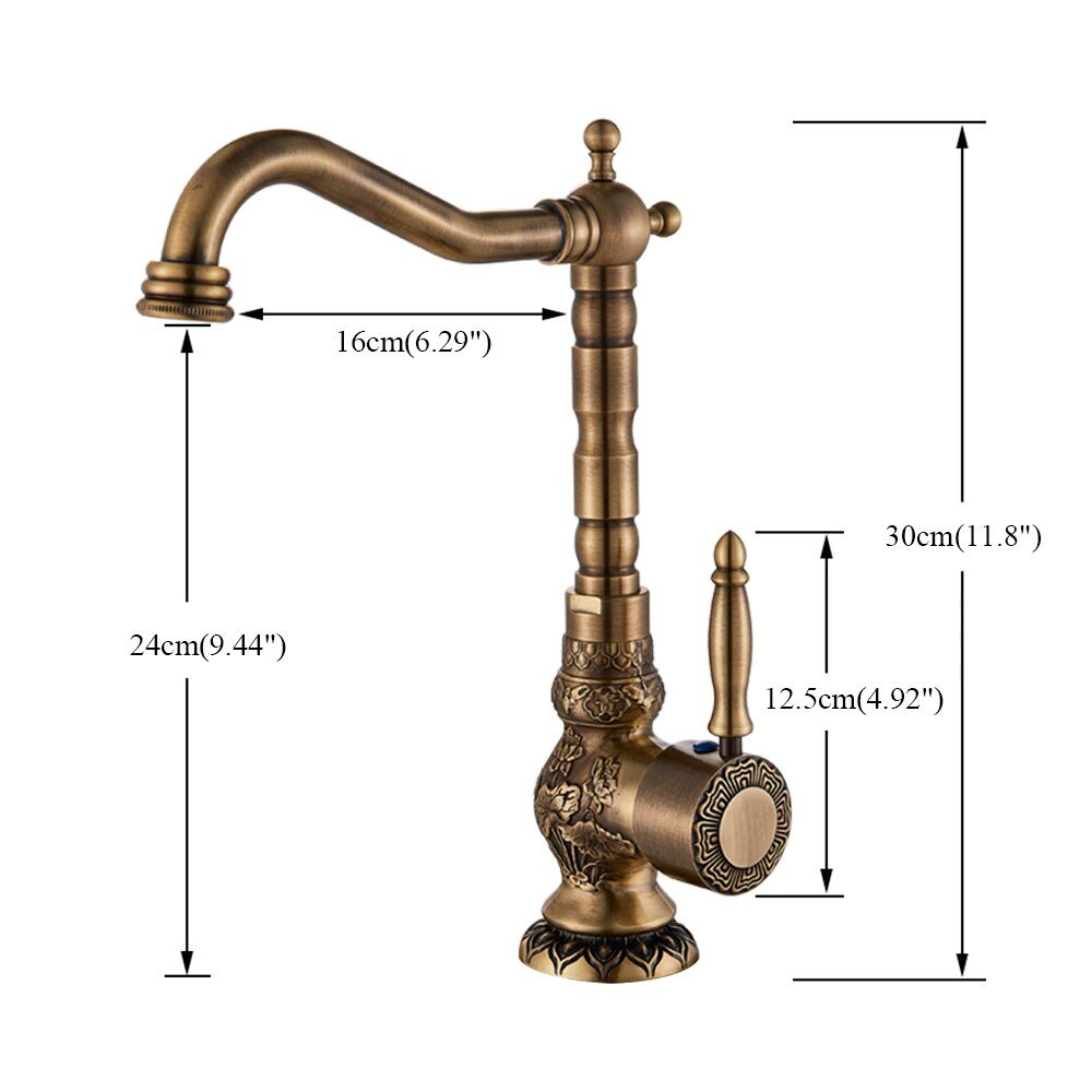 Antique Black Bronze Kitchen Faucet , Bathroom Basin Faucet , Embroidered Brass Faucet , 360 Rotatble Retro Faucet , Kitchen Vanity - Image 8