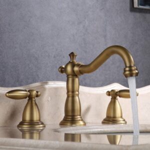 Antique Sink Faucets Washbasin Faucet Bathroom Faucet Copper Retro Bronze Hot and Cold Water Under Counter Basin Faucet Black 3 Hole Faucet