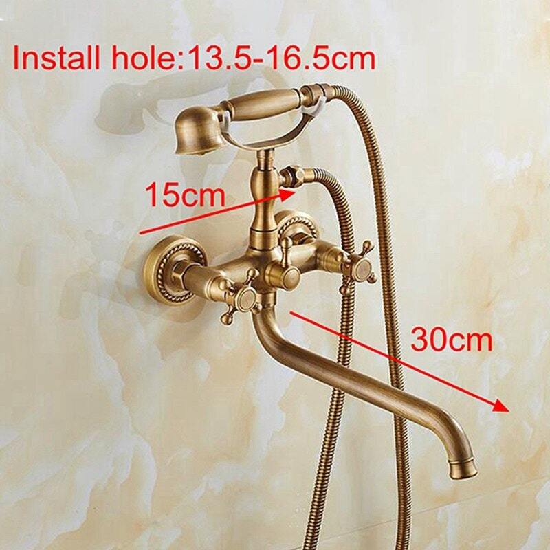 Bathroom Bath Shower Faucets Set Bathtub Faucet Water Mixer Crane Tap Antique Bronze Finished with Hand Shower Bathroom Faucet Vanity - Image 5