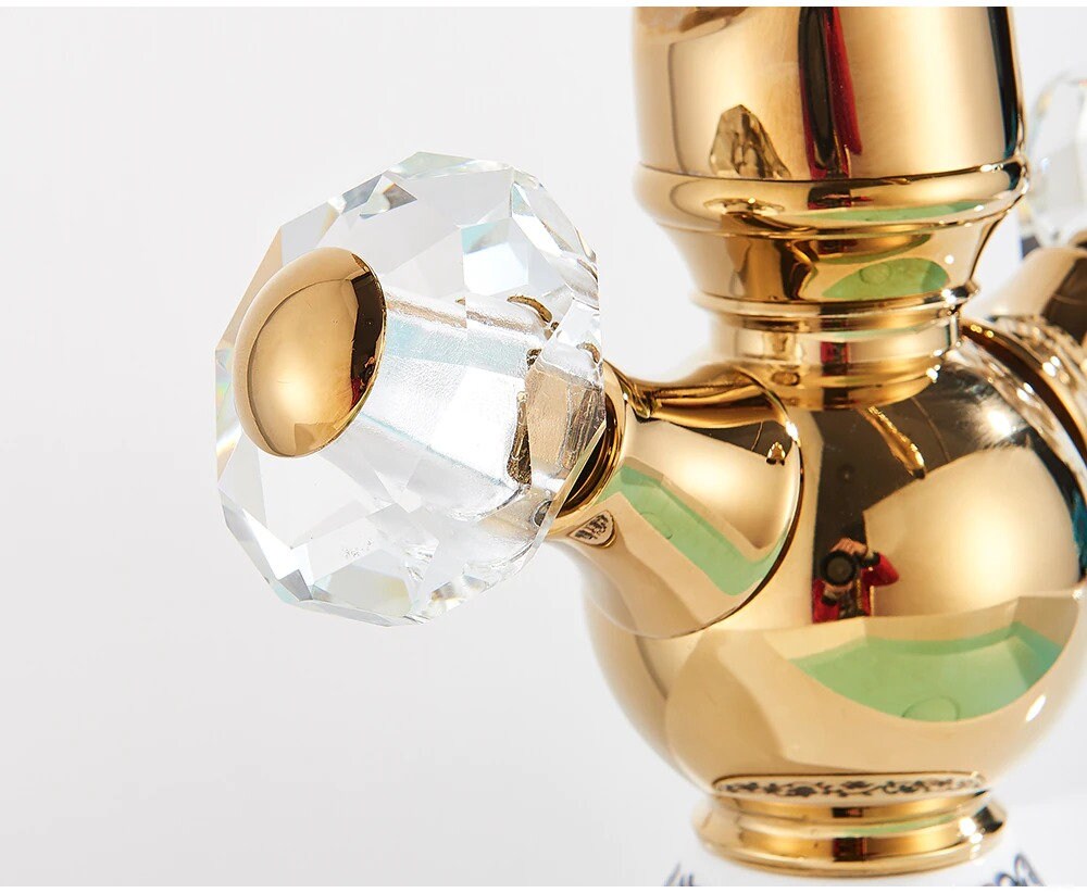Golden Swan Basin Faucet Deck Mounted Bathroom Faucet Hot and Cold Water Mixer Tap Bath Water Faucet Basin Sink Taps Golden Bird Faucet - Image 4