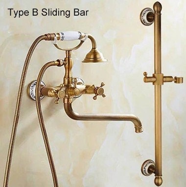 Bathroom Bath Shower Faucets Set Bathtub Faucet Water Mixer Crane Tap Antique Bronze Finished with Hand Shower Bathroom Faucet Vanity - Image 6
