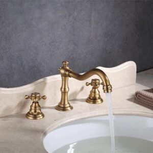 European Bathroom Faucet Antique Brass Faucet Black Bronze Faucet Bathtub Swivel Spout Faucet Solid Brass 3 Pcs Double Handles Mixer Tap