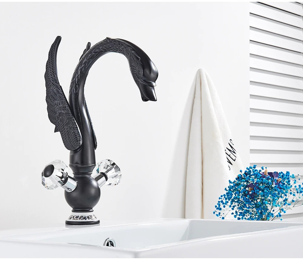 Golden Swan Basin Faucet Deck Mounted Bathroom Faucet Hot and Cold Water Mixer Tap Bath Water Faucet Basin Sink Taps Golden Bird Faucet - Image 8