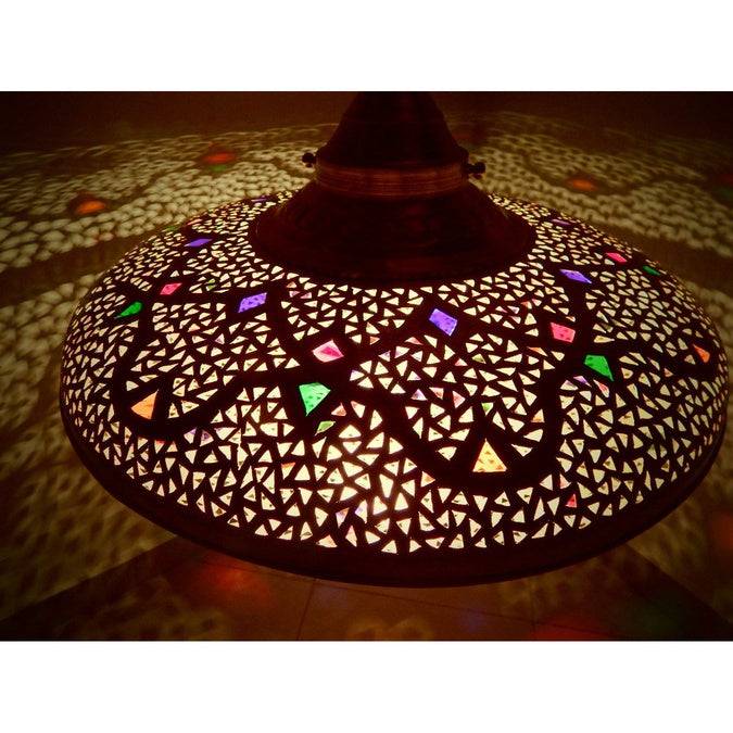 Brass and glass Moroccan Chandelier, Ceiling lamp, Night lamp, Boho Lighting for art lovers - Image 6