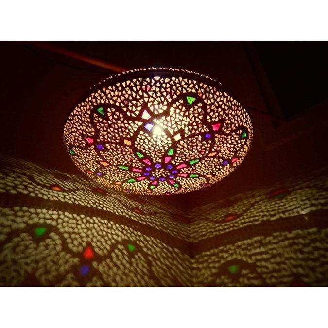 Brass and glass Moroccan Chandelier, Ceiling lamp, Night lamp, Boho Lighting for art lovers - Image 3