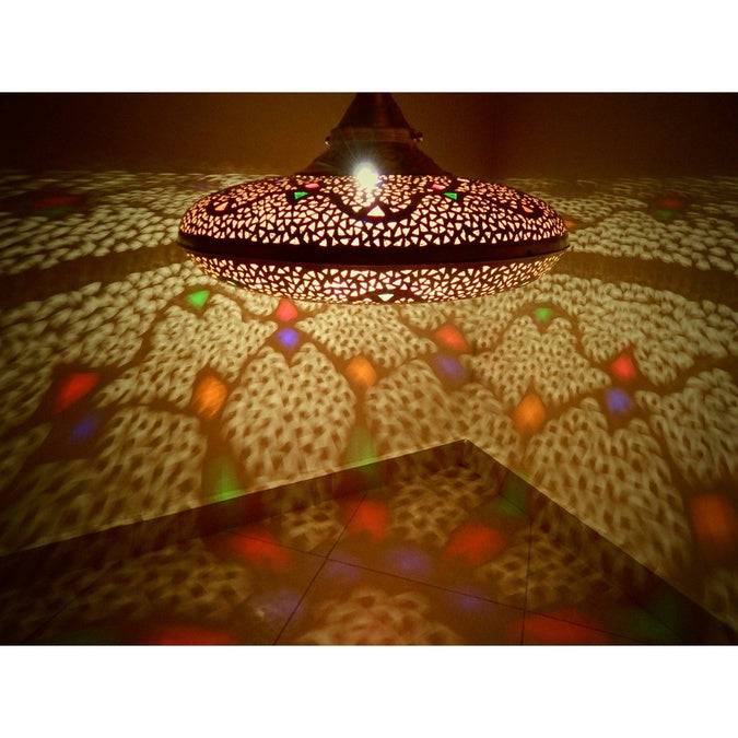 Brass and glass Moroccan Chandelier, Ceiling lamp, Night lamp, Boho Lighting for art lovers - Image 4