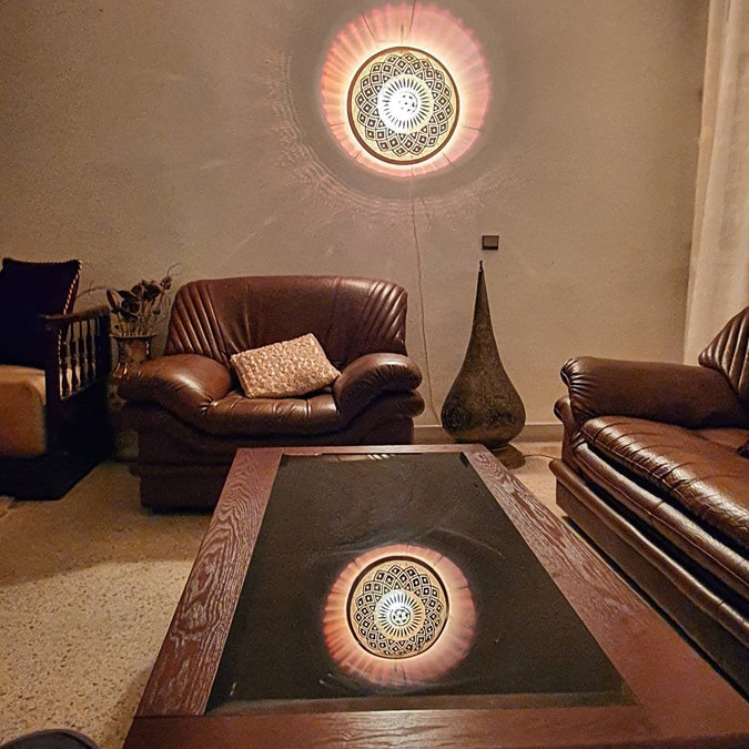 Designer lamp, Moroccan light, wall sconce, wall light, moroccan lamp, brass lamp, ambient lighting, moroccan wall lamp. - Image 7