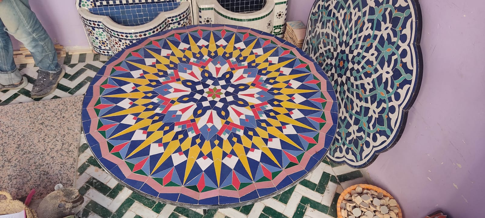 Moroccan Handmade Mosaic table - Moroccan Zellige table - Outdoor zellige - Moroccan zellige - Dining zellige table - Garden zellige table Inactive