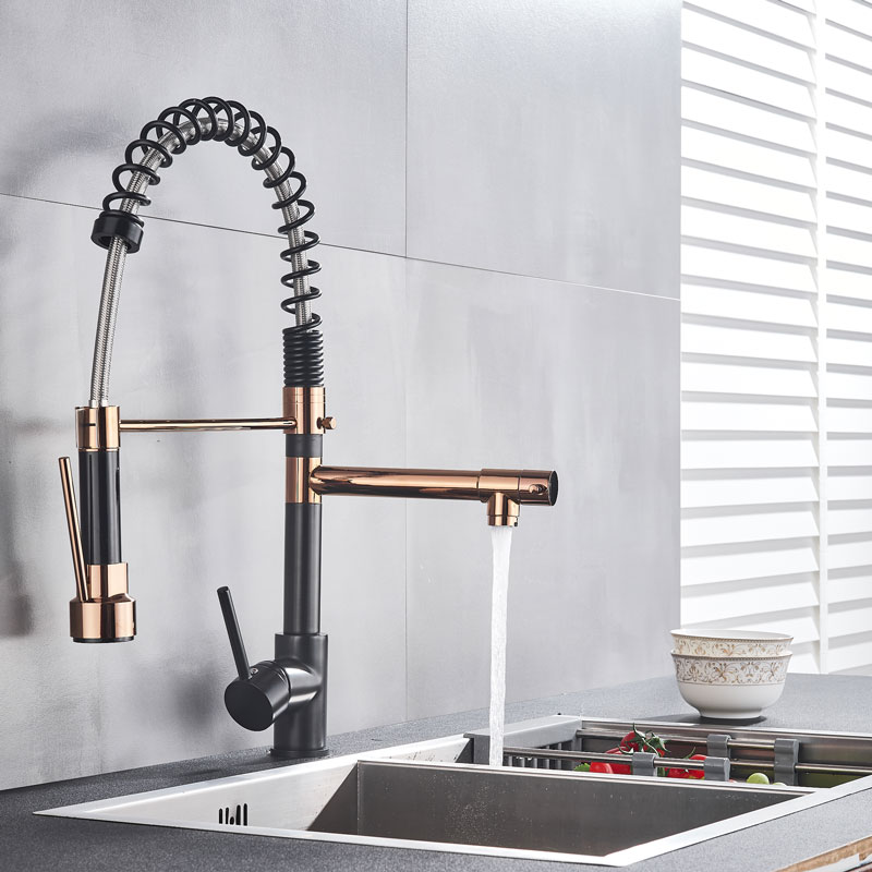 Top Popular Kitchen spring sink faucet rose gold color - kitchen Faucet - Golden Faucet for Kitchen - Image 2