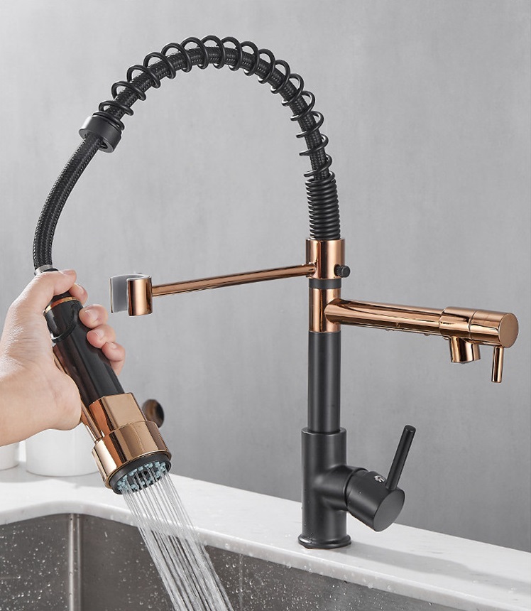 Top Popular Kitchen spring sink faucet rose gold color - kitchen Faucet - Golden Faucet for Kitchen - Image 3