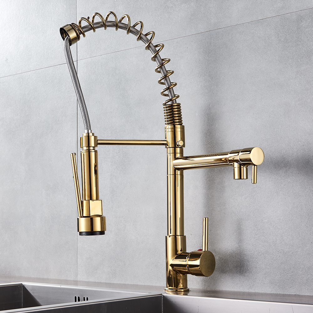 Top Popular Kitchen spring sink faucet rose gold color - kitchen Faucet - Golden Faucet for Kitchen - Image 5