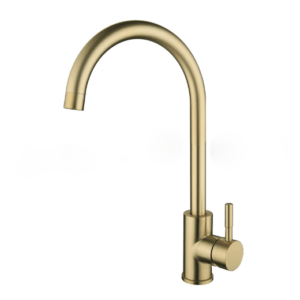 Unlacquered Brass Sink Mixer Faucet With Lever Handles - Single Hole Kitchen Faucet - Brushed Gold Kitchen Faucet