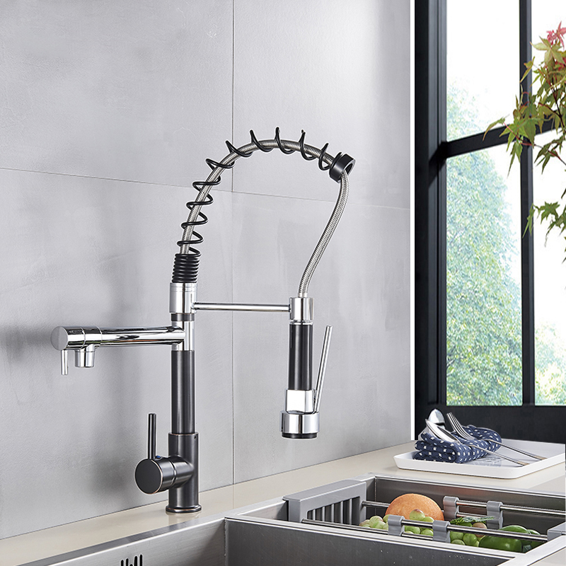 Top Popular Kitchen spring sink faucet rose gold color - kitchen Faucet - Golden Faucet for Kitchen - Image 9
