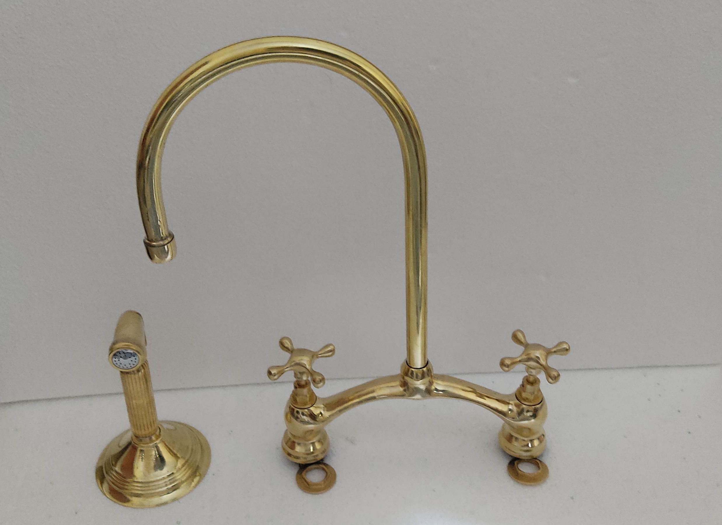 handmaded brass bridge Fauctet - Moroccan Brass Kitchen Faucet - Unlacquered Brass Faucet - antique brass bathroom faucet