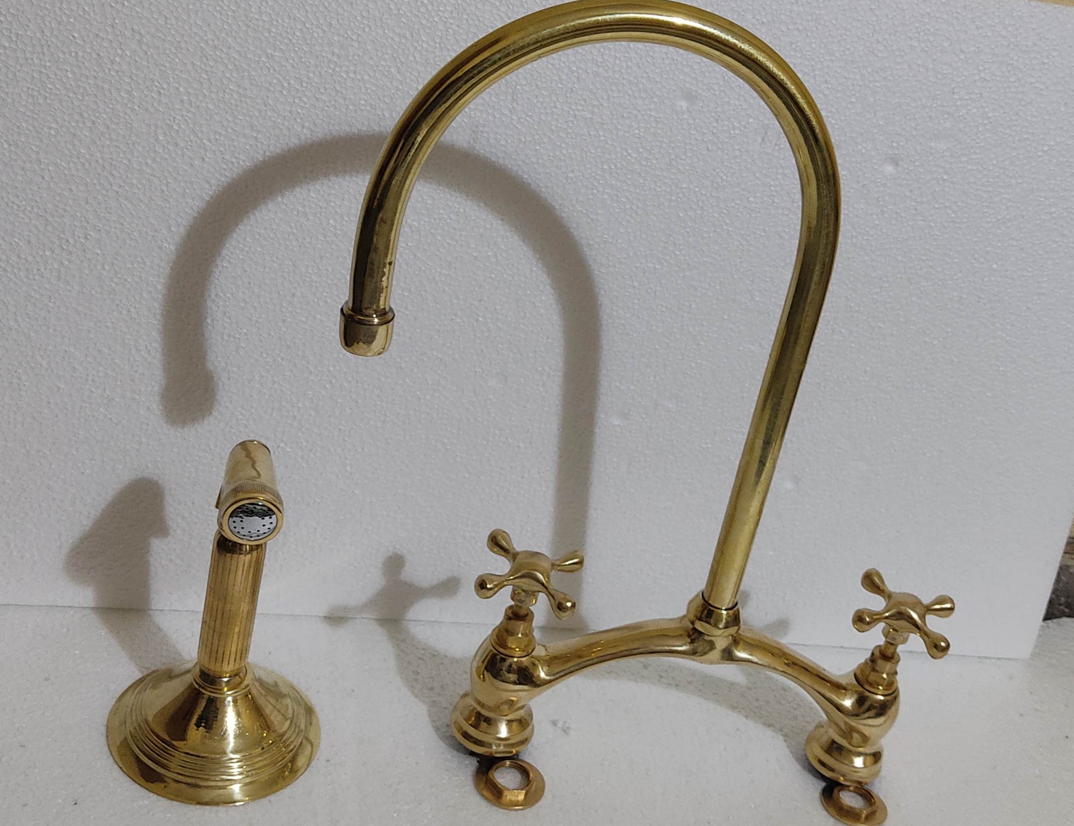 handmaded brass bridge Fauctet - Moroccan Brass Kitchen Faucet - Unlacquered Brass Faucet - antique brass bathroom faucet - Image 4